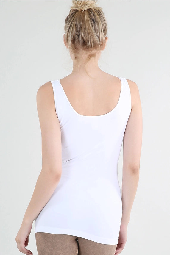 Reversible Wide Strap Jersey Tank Top White