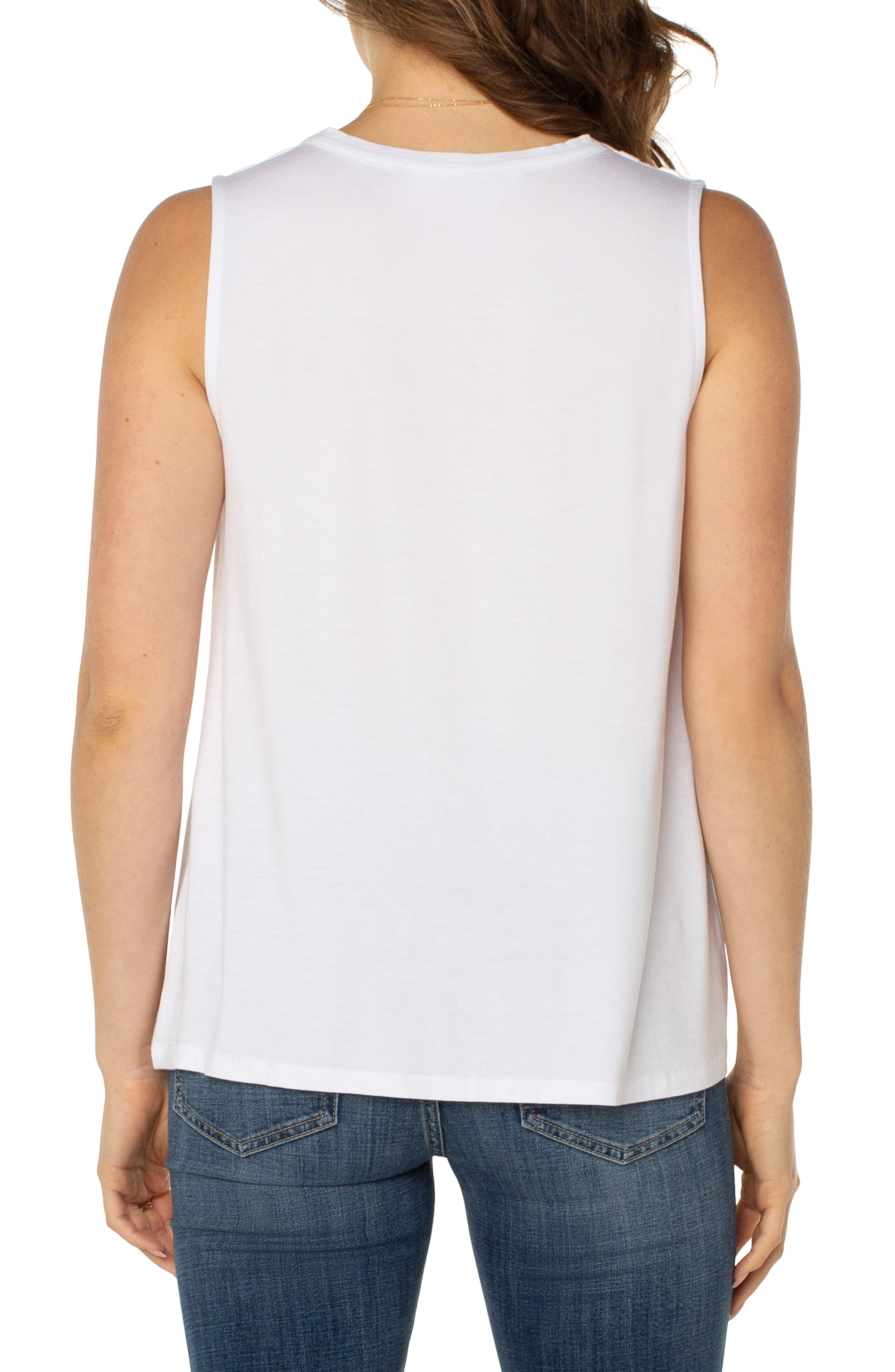 Modal Sleeveless Tucks Top White