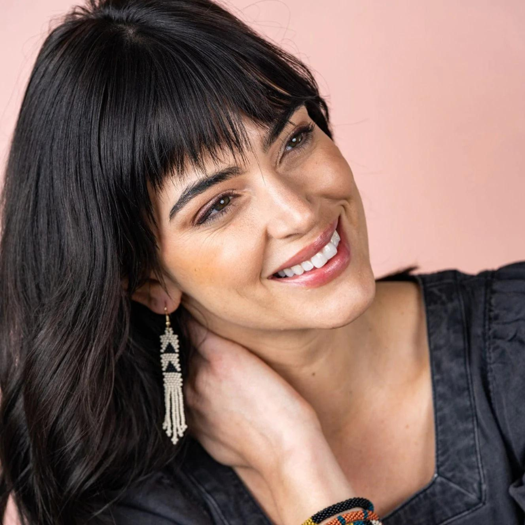 Emma Triangle Petite Fringe Beaded Earrings