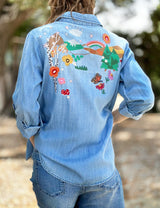 Happy Place Button Down Shirt Denim