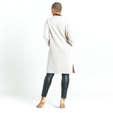 Texture Stripe Front Pockets Long Cardi Sand