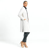 Texture Stripe Front Pockets Long Cardi Sand