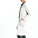 Texture Stripe Front Pockets Long Cardi Sand
