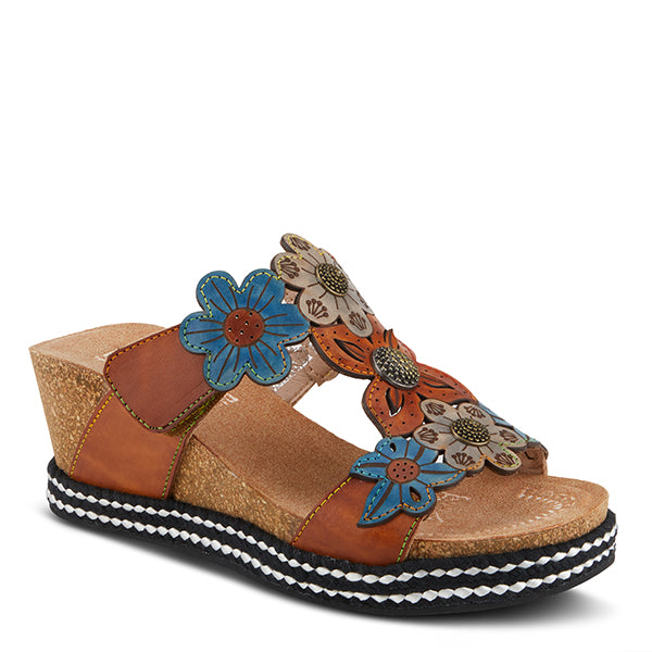 Damour Wedge Sandals Camel Multi