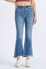 Happi Front Pocket Fray Hem Crop Flare Medium