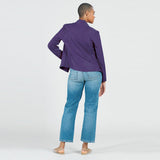 Classic Leather Knit Moto Jacket Eggplant