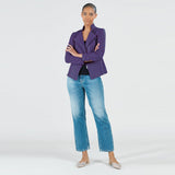 Classic Leather Knit Moto Jacket Eggplant