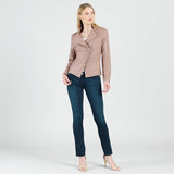 Classic Leather Knit Moto Jacket Taupe