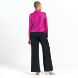Crop Liquid Leather Blazer Magenta