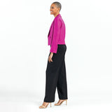Crop Liquid Leather Blazer Magenta