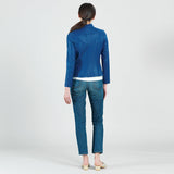 Liquid Leather Biker Jacket Cobalt