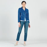 Liquid Leather Biker Jacket Cobalt
