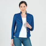 Liquid Leather Biker Jacket Cobalt