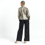 Liquid Leather Textured Biker Jacket Olive Crocodile