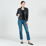 Double Zip Leather Jacket Black