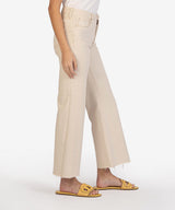 Meg Hi Rise Raw Hem Wide Leg Jeans Ecru
