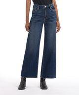Meg Hi Rise Raw Hem Wide Leg Jeans Exhibited