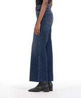 Meg Hi Rise Raw Hem Wide Leg Jeans Exhibited