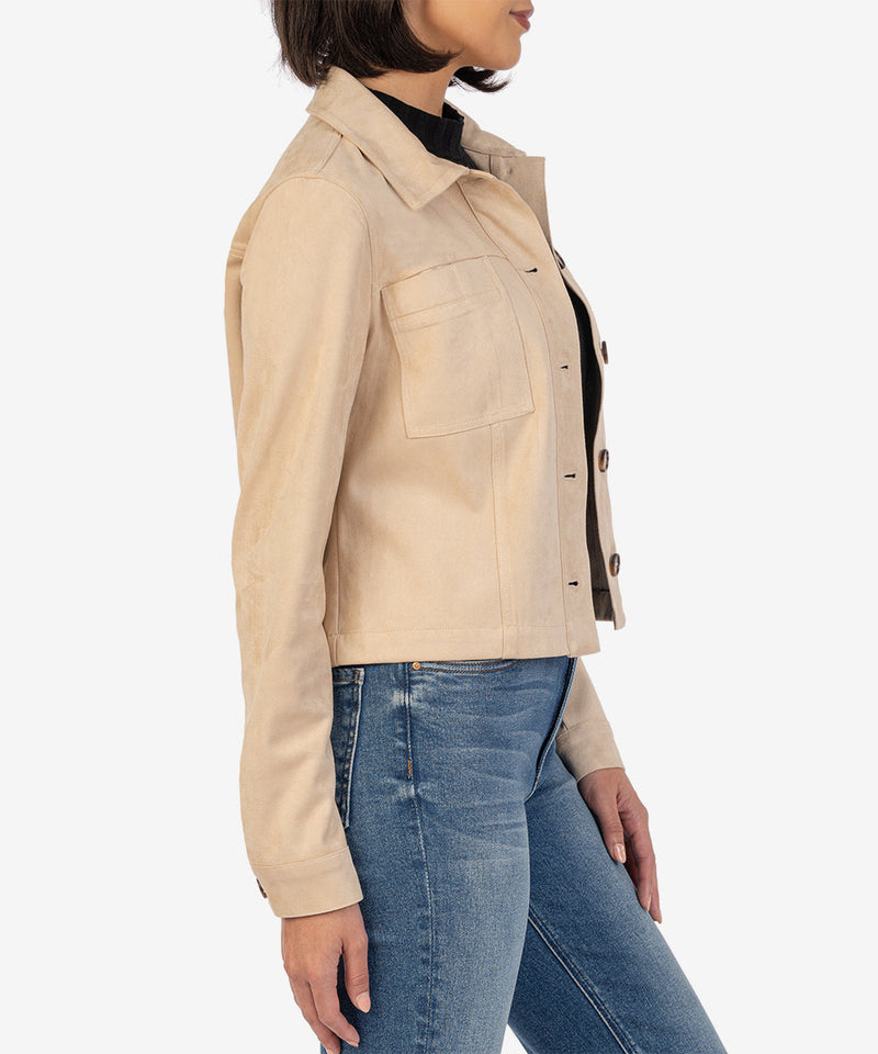 Matilda Patch Pocket Trucker Jacket Taupe