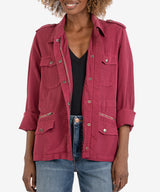 Brinley Waist Tie Utility Jacket Bordeaux