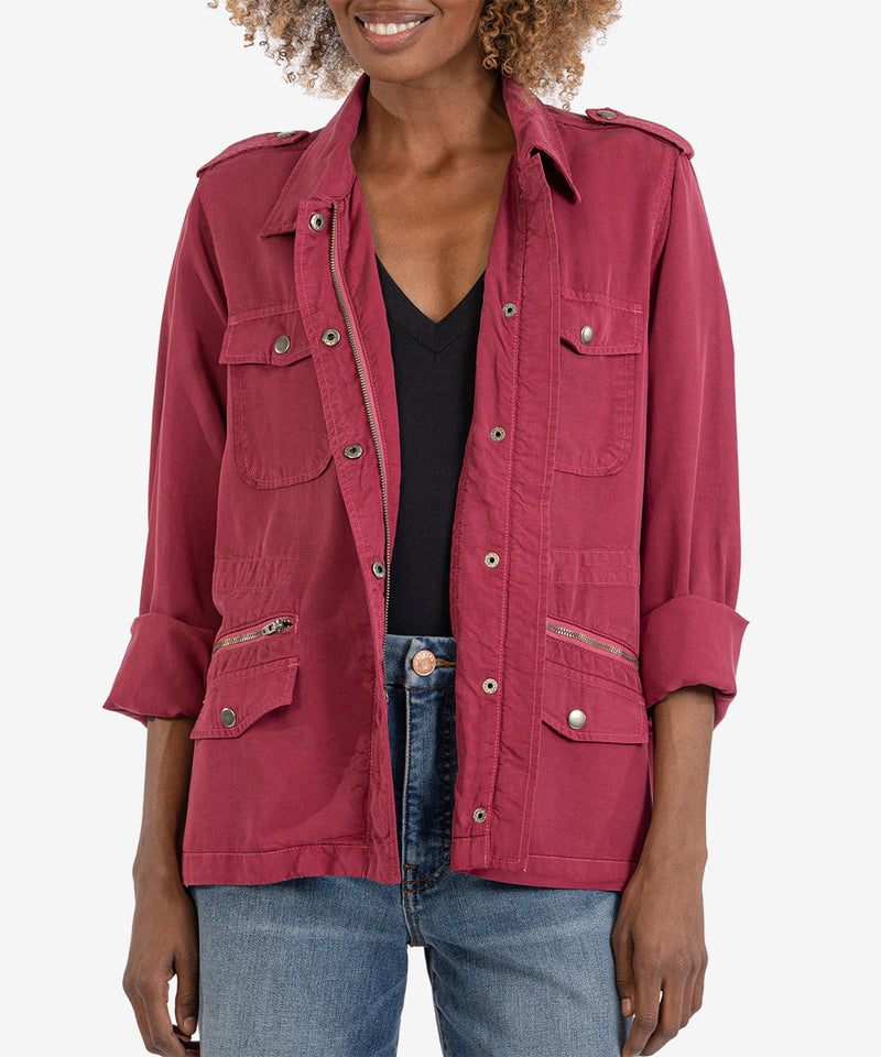 Brinley Waist Tie Utility Jacket Bordeaux