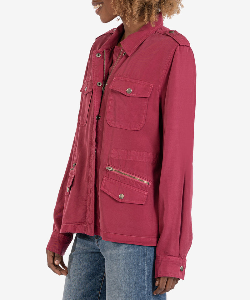 Brinley Waist Tie Utility Jacket Bordeaux