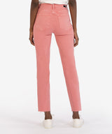 Reese High Rise Raw Hem Ankle Straight Pant Soft Coral