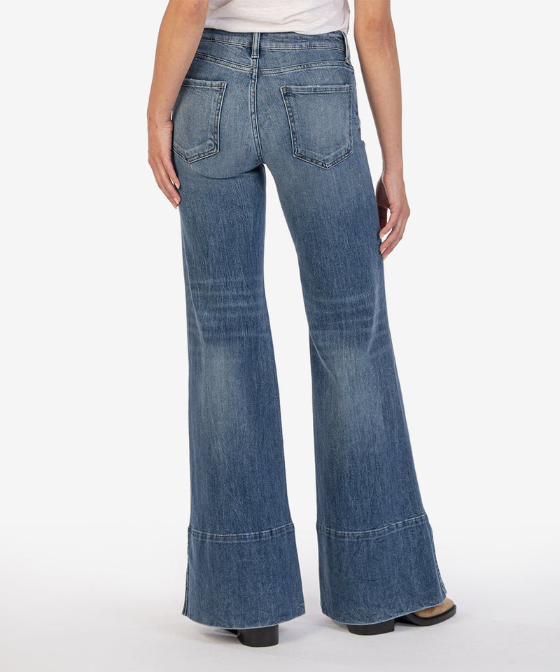 Goldie Mid Rise Super Flare Wide Hem Jeans Continued