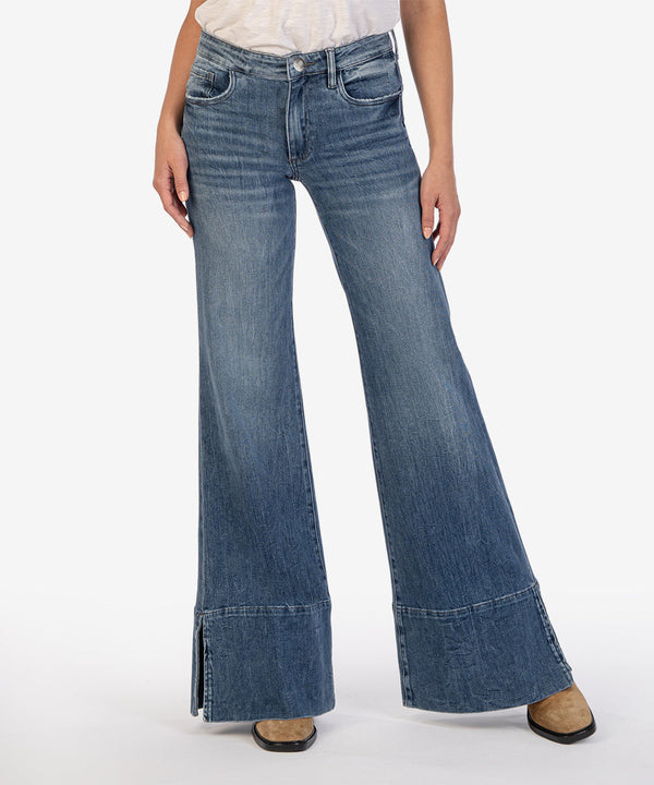 Goldie Mid Rise Super Flare Wide Hem Jeans Continued