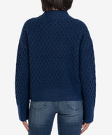 Adah Solid Mock Neck Sweater Navy