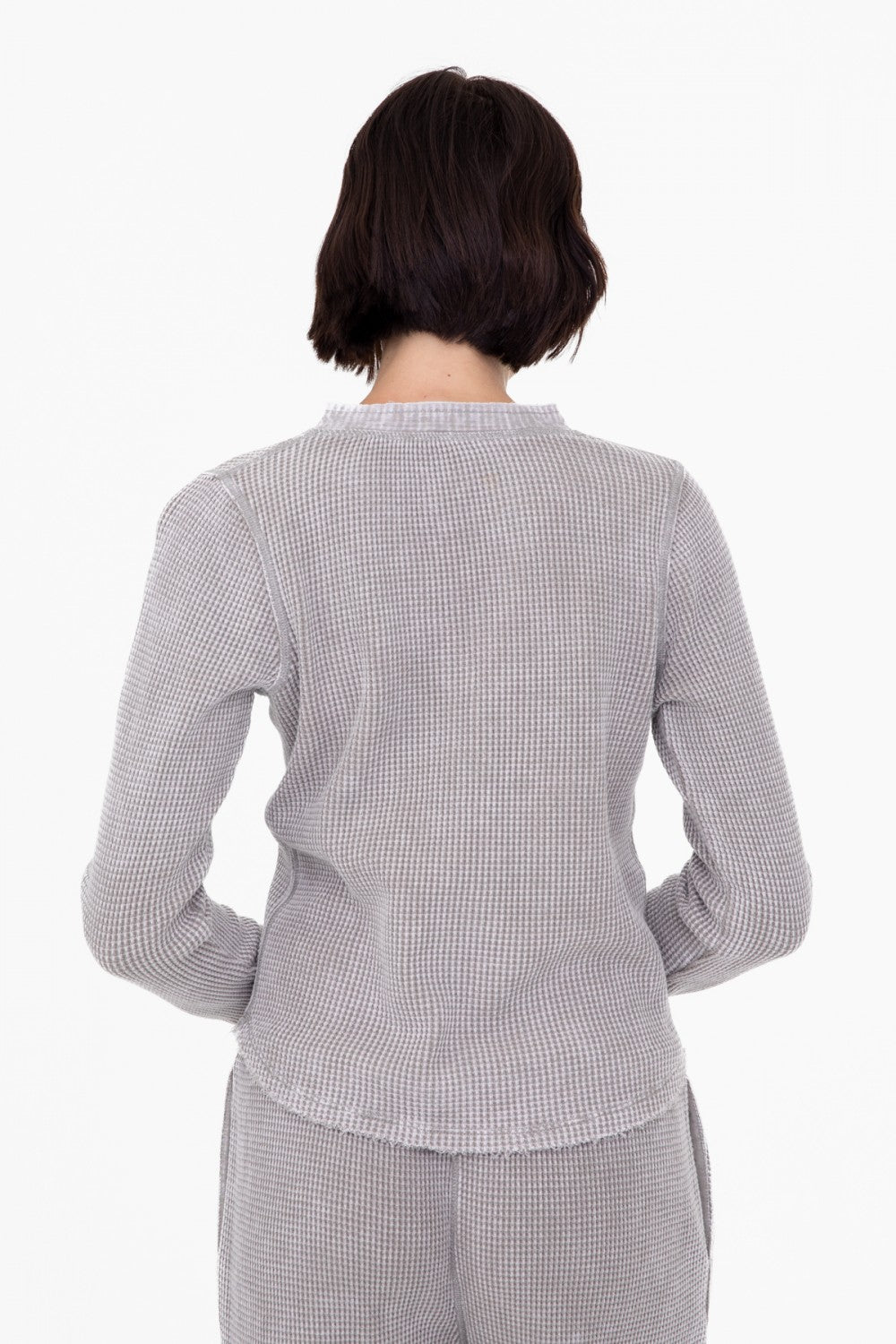 Mineral Washed Long Slv Top Slate