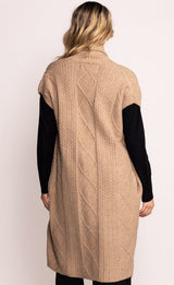 Madison Tied Long Sweater Cardi Taupe