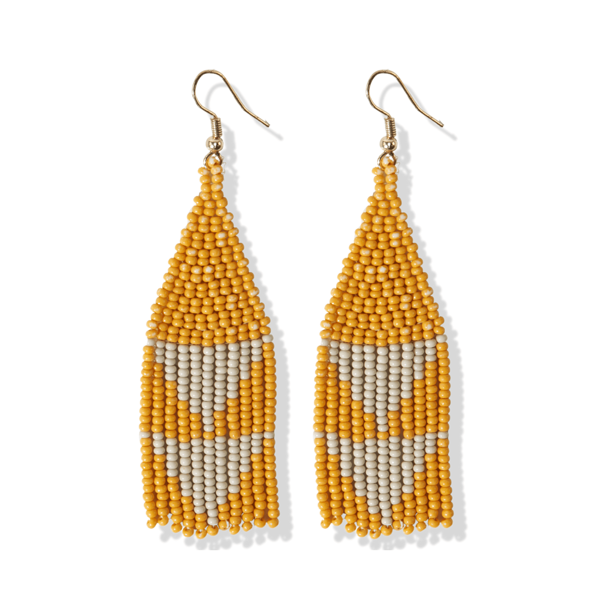 Lennon Two Triangles Beaded Earrings Yellow