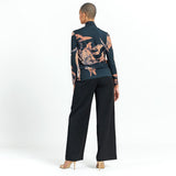Lily Print Mock Neck Long Sleeve Top Coffee
