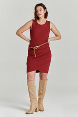 Yulia Side Wrapped Mini Dress Vino