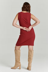 Yulia Side Wrapped Mini Dress Vino