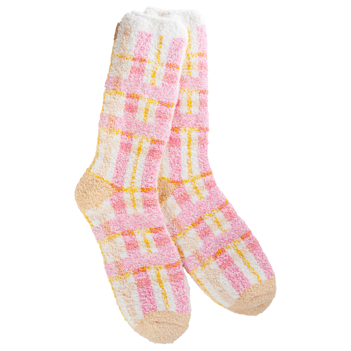 Cozy Crew Sock Pink Multi Plaid