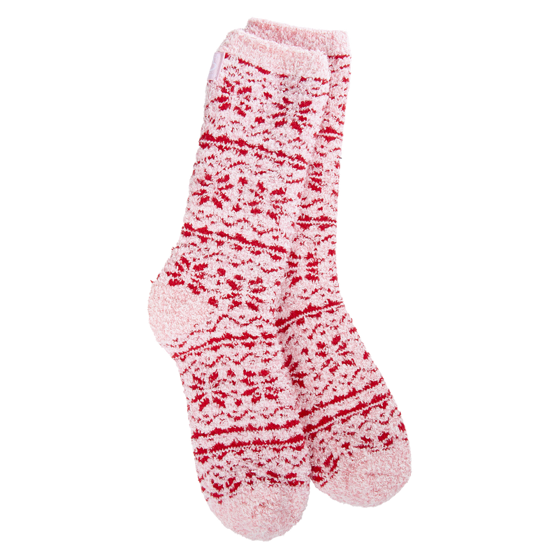 Cozy Winter Crew Sock Fair Isle Pink