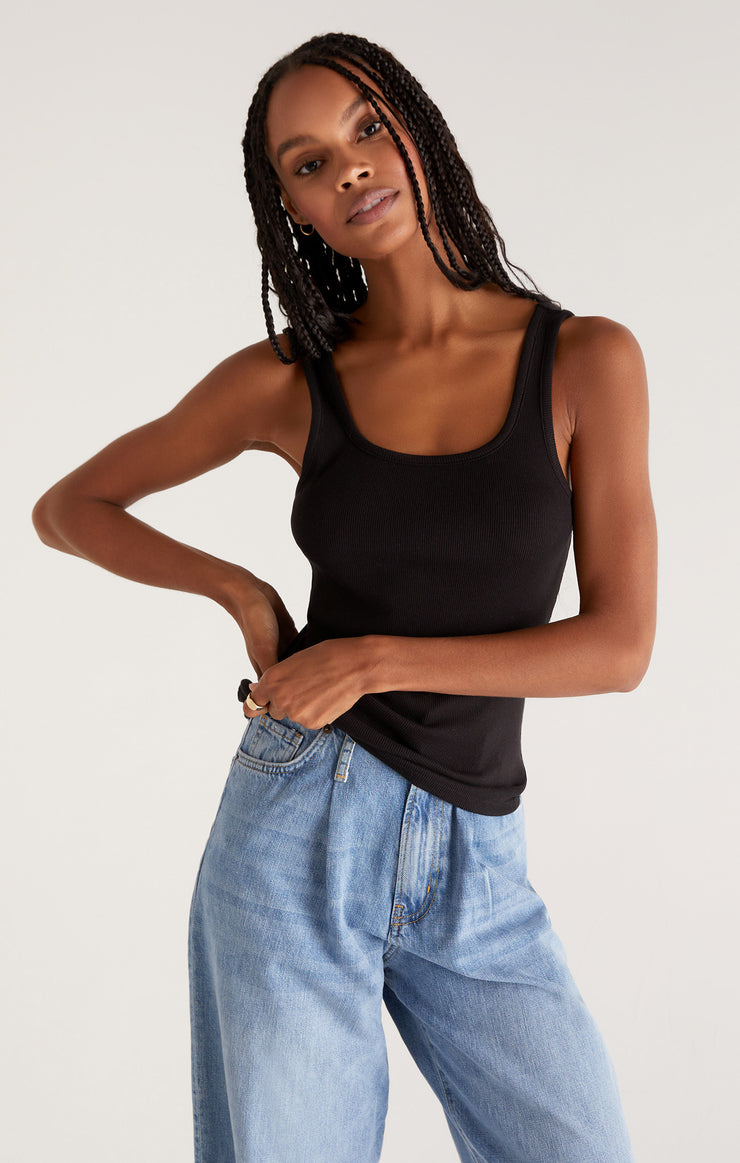 Audrey Rib Tank Black