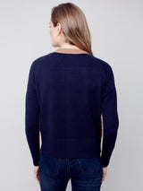 Detailed Sleeve Colorblock Sweater Truffle
