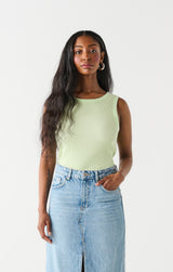 Waffle Knit Tank Top Lime Pastel