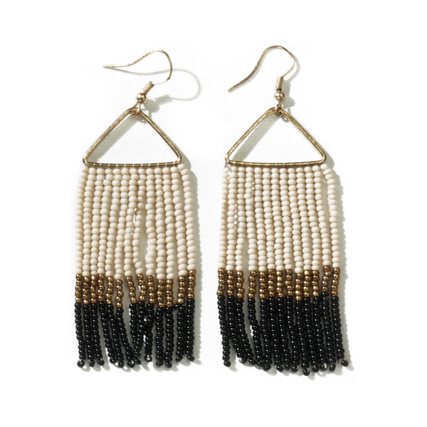 Whitney Color Block Fringe Triangle Earrings