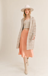 Marceau Houndstooth Coat Ivory + Brown