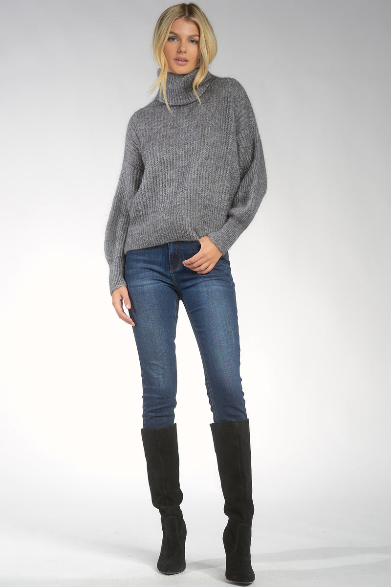 Turtleneck Thick Knit Sweater Charcoal