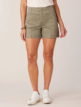 Skyrise Button Fly Fixed Fray Cuff Shorts Laurel Oak