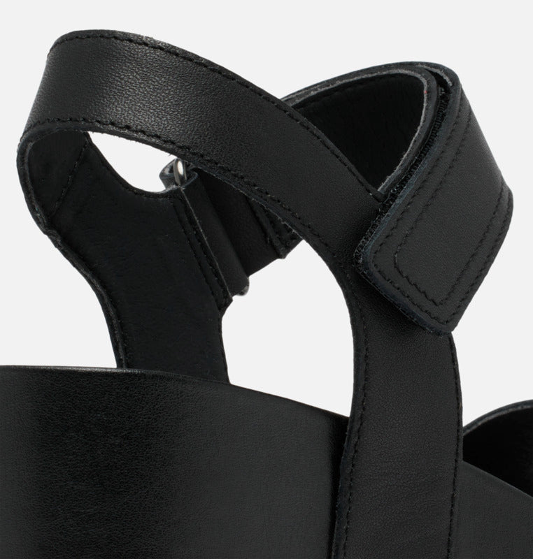 Joanie IV Y Strap Wedges Black + Sea Salt