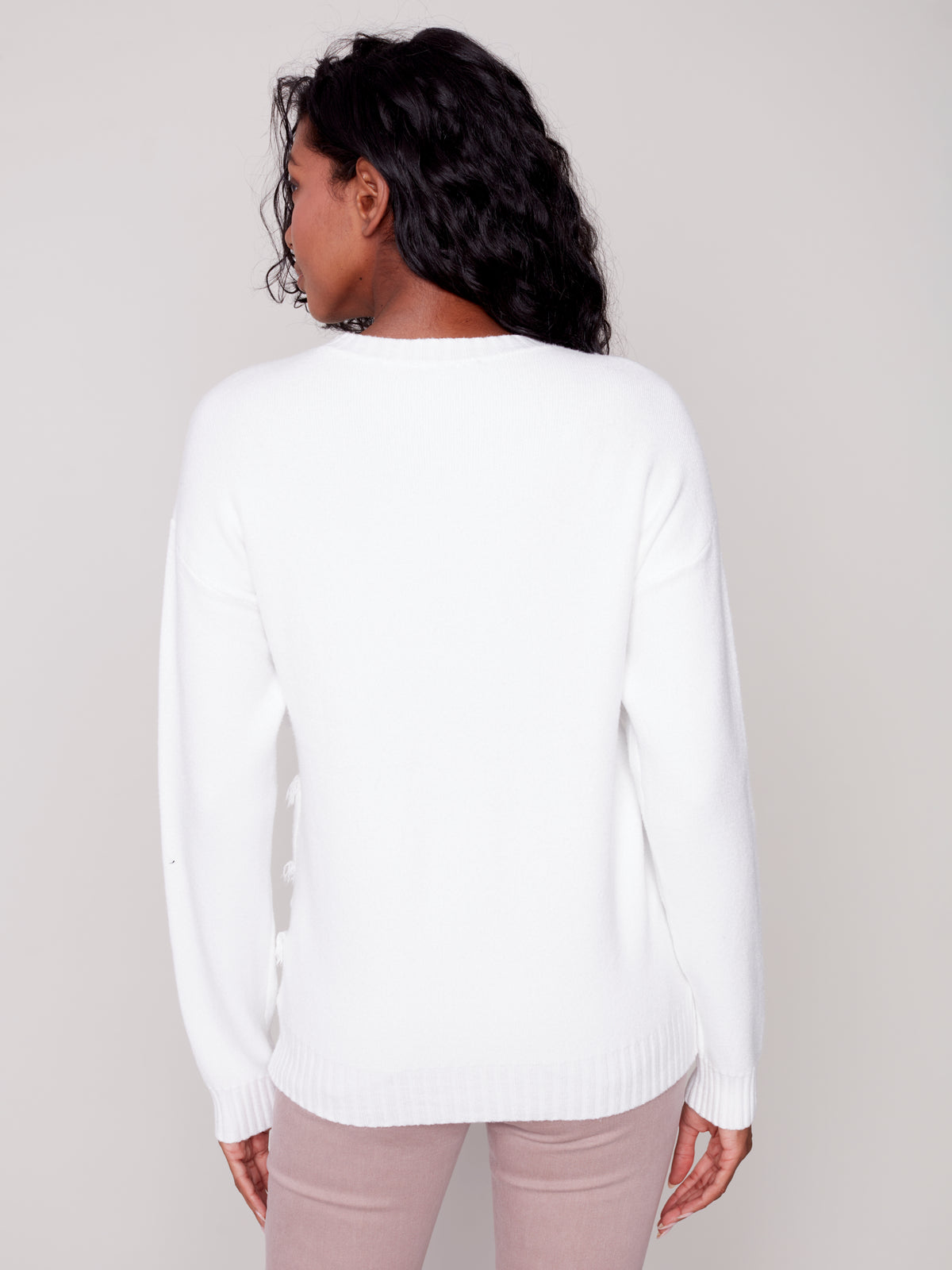 Frayed Stripes Sweater Cream