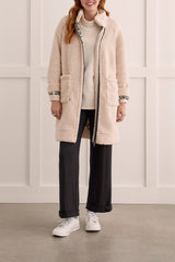 Lined Zip Up Sherpa Coat Oyster