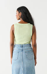 Waffle Knit Tank Top Lime Pastel