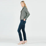 Classic Leather Knit Moto Jacket Olive